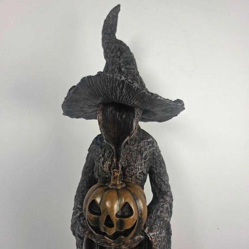 Spooky Night 24 Inch Lighted Faceless Witch Figure Brown Jack O Lantern Decor